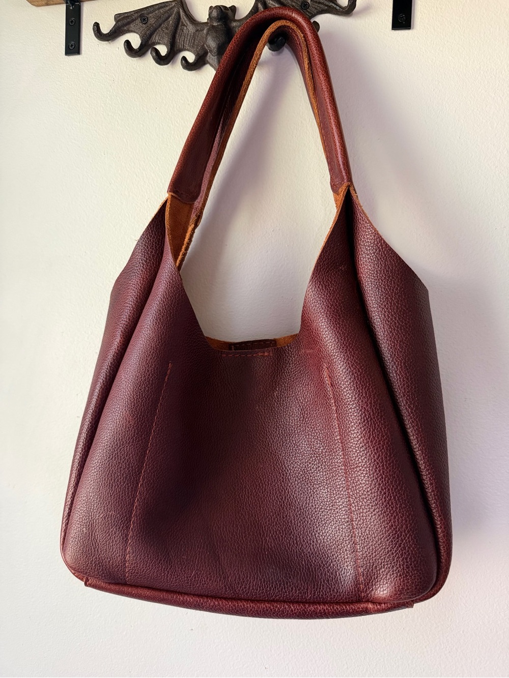 Portland Leather Madison Shoulder Bag in Nutmeg Canvas insert included! - Picture 4 of 11